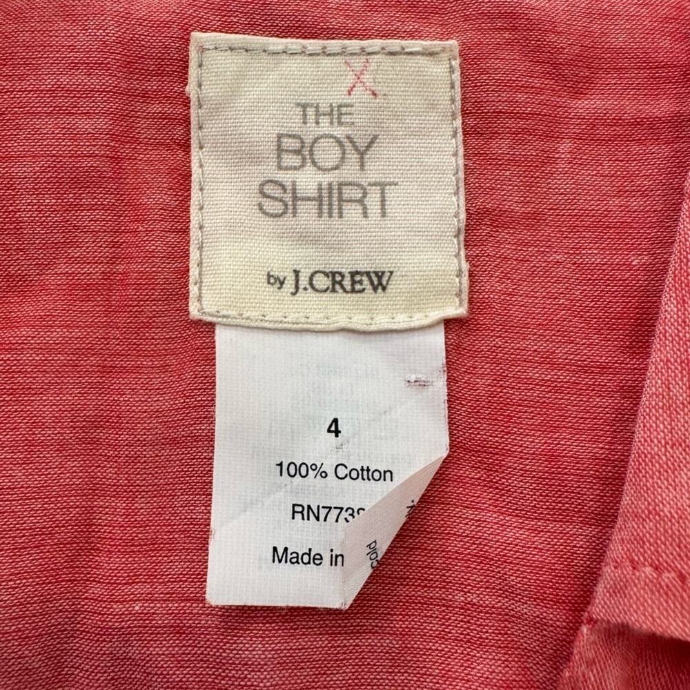 J Crew Lightweight Shirt button down Womens Sz 4 Small Top Blouse Pink Orange - Picture 7 of 7